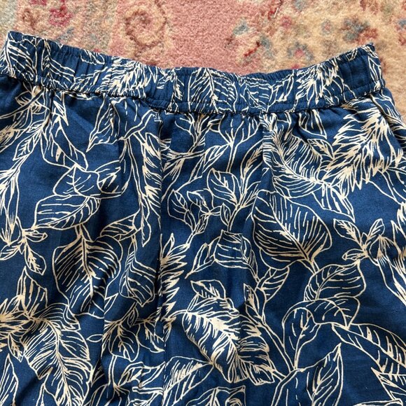 CATHY blue white leaf pattern linen rayon lounge pants WOMEN S - Picture 4 of 4